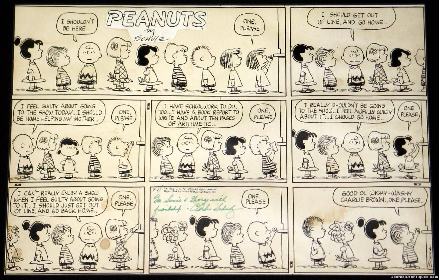 Peanuts Sunday strip, $41,400, Philip Weiss