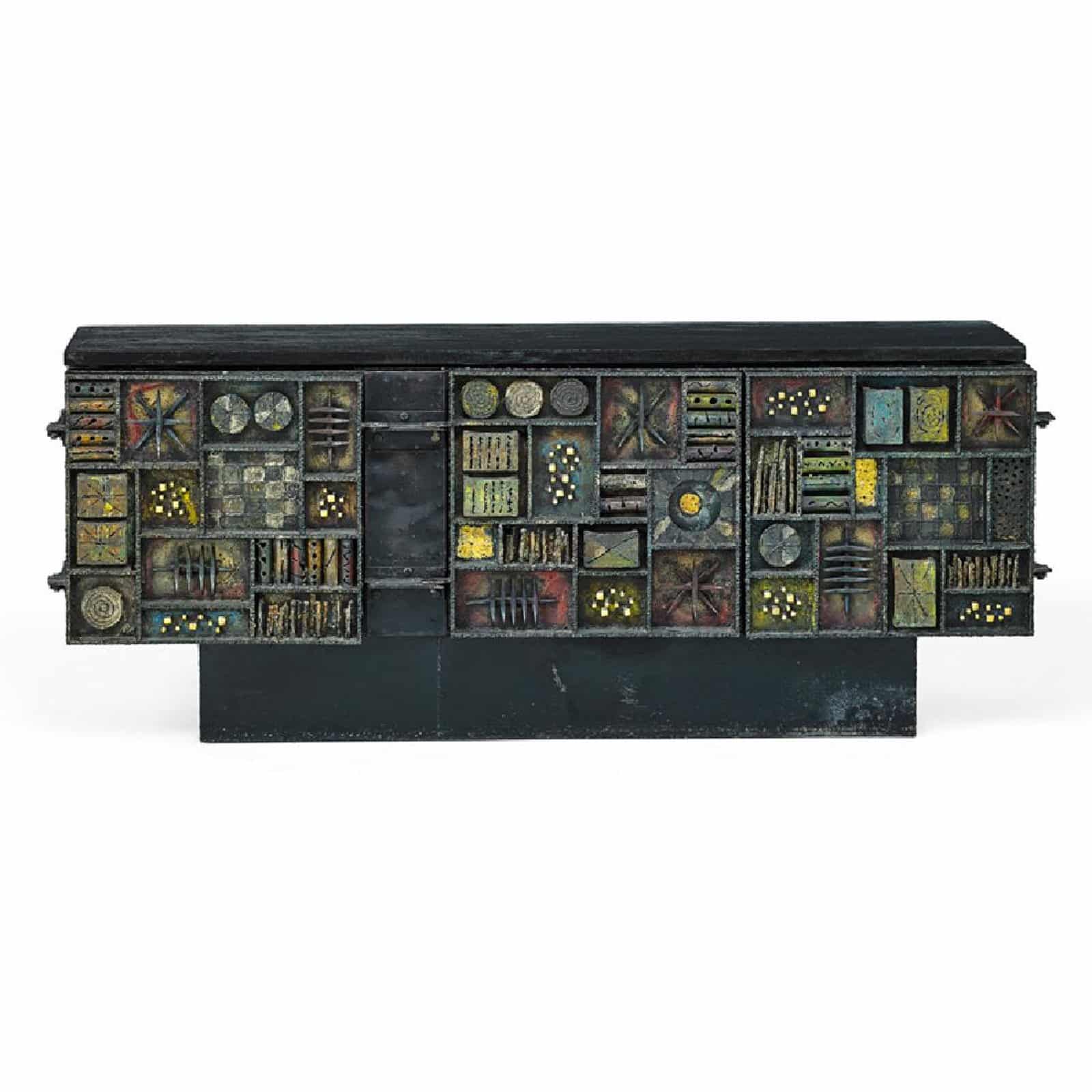 Gavels 'n' Paddles: Paul Evans Sculpture Front cabinet, $137,500, Rago Arts & Auction Center