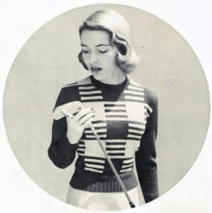 Knitwear was the primary fabric for sporting activities in the 1920s, but with cheaper alternatives such as factory-produced sweatshirts and tracksuits gained traction, knitwear transitioned to the realm of low impact, high-end sports whose users could afford ‘fancier’ knit garments. Knitwear also transitioned to smart casual clothing, which is where we most commonly see it today. Courtesy of HoneyCombPatterns, Etsy.