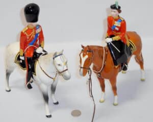 Beswick Figurine 1546 HM Queen Elizabeth II Mounted with Beswick Horses Rare Duke Of Edinburgh On Alamein Trooping the Color 1957