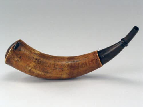 William Williams Jr. Powder Horn attributed to the carver John Bush. Historic Deerfield, 2005.20.6