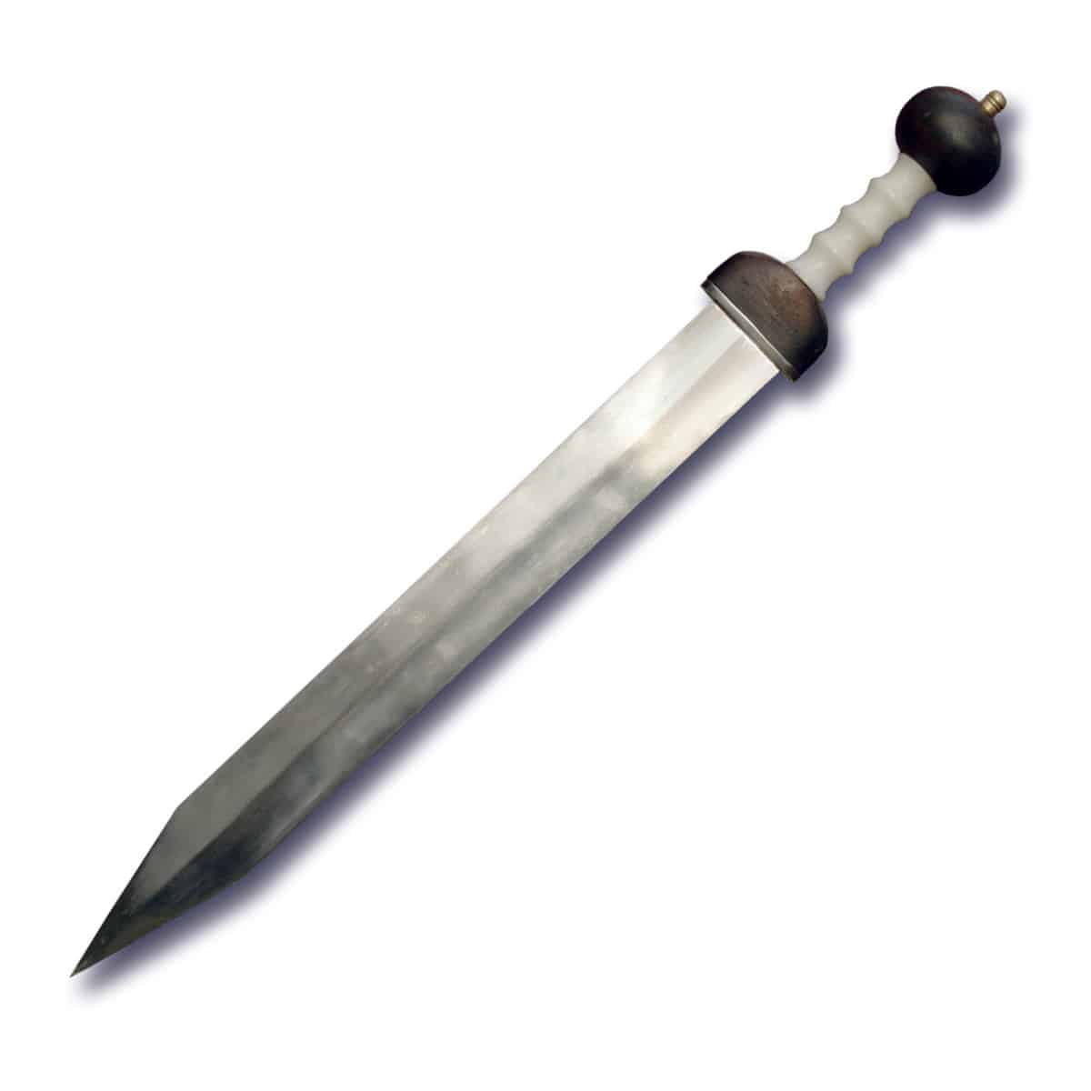 The Roman gladius was a short (two feet), sharply-pointed, double-edged sword and its design had evolved over the centuries to be the ideal weapon for the legions of the Roman Empire. It was forged from high-grade steel and was primarily suited for the Roman fighting style, where shield usage was heavy and swords were called upon to thrust and stab through the shield wall. In their book From Sumer to Rome: the Military Capabilities of Ancient Armies, historians Richard Gabriel and Karen Metz wrote that in the hands of a highly trained legionnaire, the gladius “was the most deadly of all weapons produced by ancient armies, and it killed more soldiers than any other weapon in history until the invention of the gun.” photo: Wikipedia