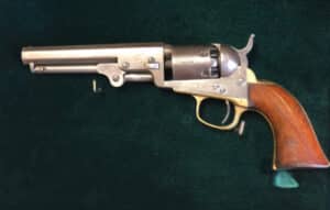 A Colt model 1849 pocket revolver made in 1862, about $800.