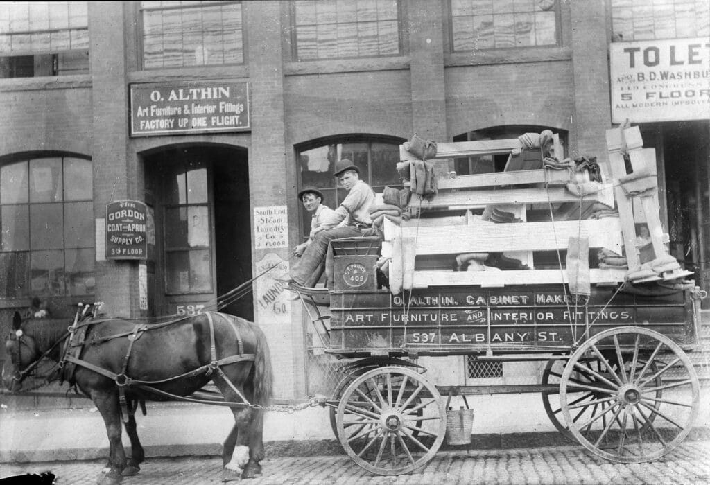 Olof Althin storefront with wagon, Boston, 1906 photo: Winterthur Library