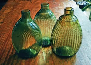 Note the double layer, half-post method used to create these pieces. The Museum of Connecticut Glass has some impressive examples of Pitkin-type glassware and actively promoted their area’s interesting history with regular glass and bottle shows. Stay tuned for future events involving Pitkin forms and their place in American and Connecticut history. photo: Quiet Corner Glass, M. Opel 2017, Museum of Connecticut Glass