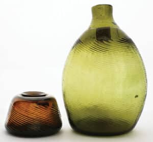 Rare Pitkin reverse swirl inkwell and flask