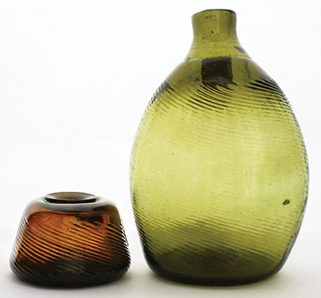 Rare Pitkin reverse swirl inkwell and flask