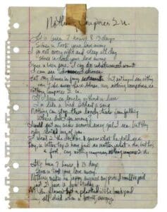 Prince handwritten lyrics, $150,986, RR Auction