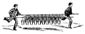 3. While fire buckets continued to be relevant until the early 19th century, communities looked for ways to make them more efficient. This image from the town website of Marine on Saint Croix, Minnesota displays an inventive way of carrying water to a fire. photo: marine.govoffice.com