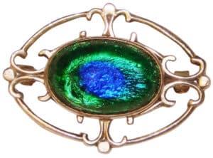Vintage Peacock Eye Glass Brooch