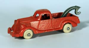The Hubley tow truck passes muster in terms of originality, even if it does sport a few small paint chips.