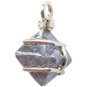 Rough Uncut Diamond Crystal Pendant in 18K Gold