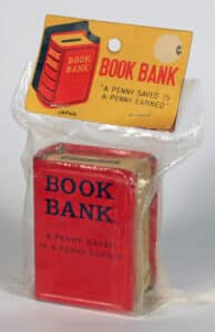 Bags of charm: the Made in Japan tin book bank.