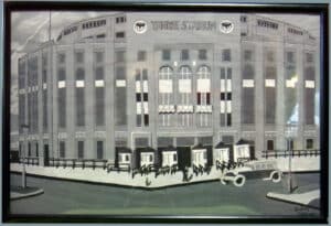 New York Yankee Stadium painting signed “Shelvey Dickerson” selling for $250 at Rubylane.com