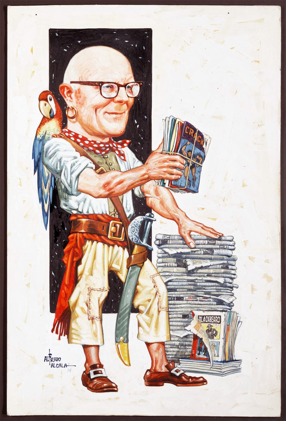 Portrait of Bill Blackbeard, ink and gouache original by Alfredo Alcala. San Francisco Academy of Comic Art Collection, The Ohio State University Billy Ireland Cartoon Library & Museum