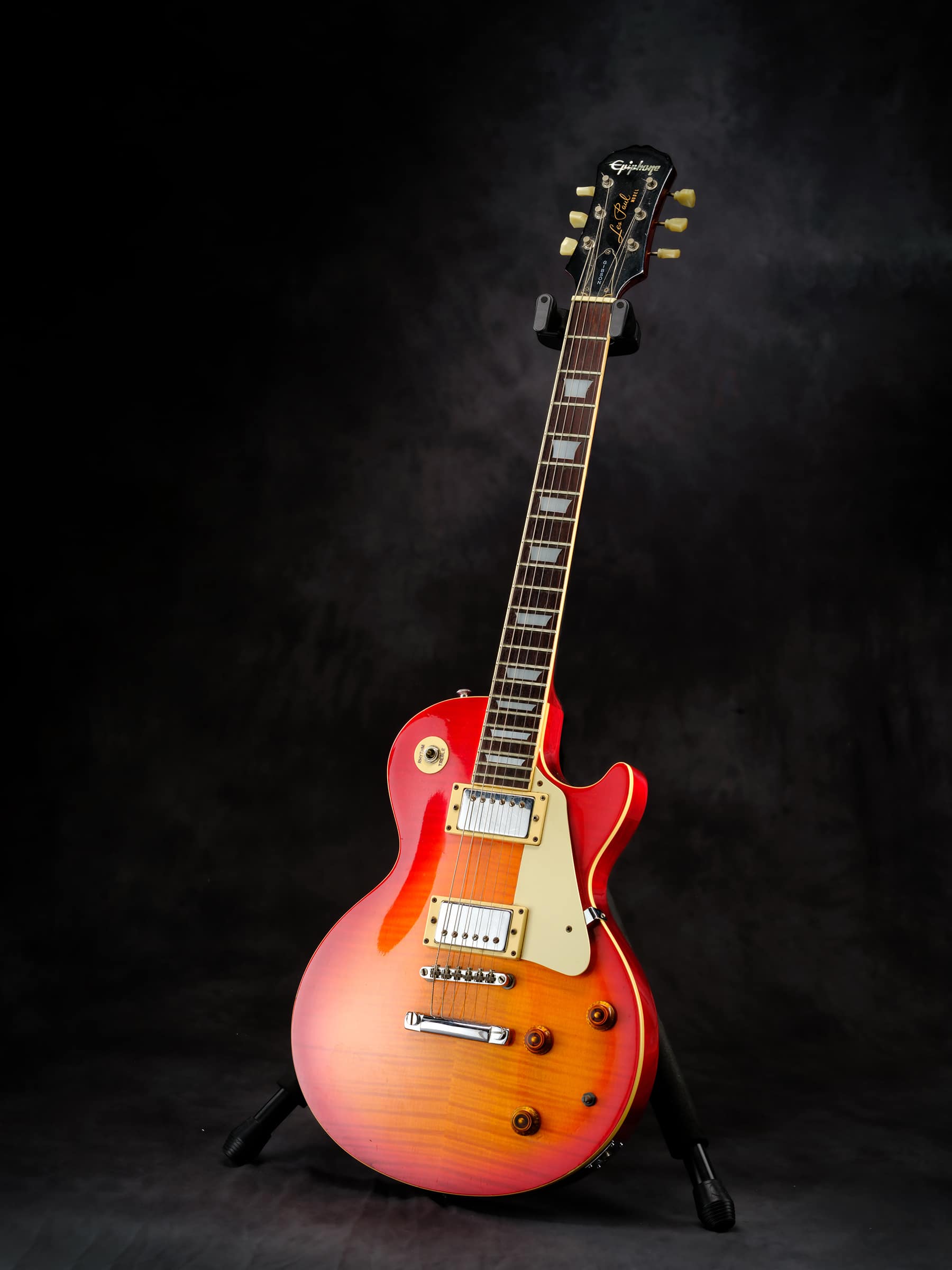 Noel Gallagher played this Epiphone Les Paul guitar on Oasis’ debut album, Definitely Maybe, that came out in 1994. Definitely Maybe was an immediate critical and commercial success in the United Kingdom. It went straight to number one in the UK Albums Chart and became the fastest-selling debut album in British music history at the time. photo: rocksolidinvestments.ie
