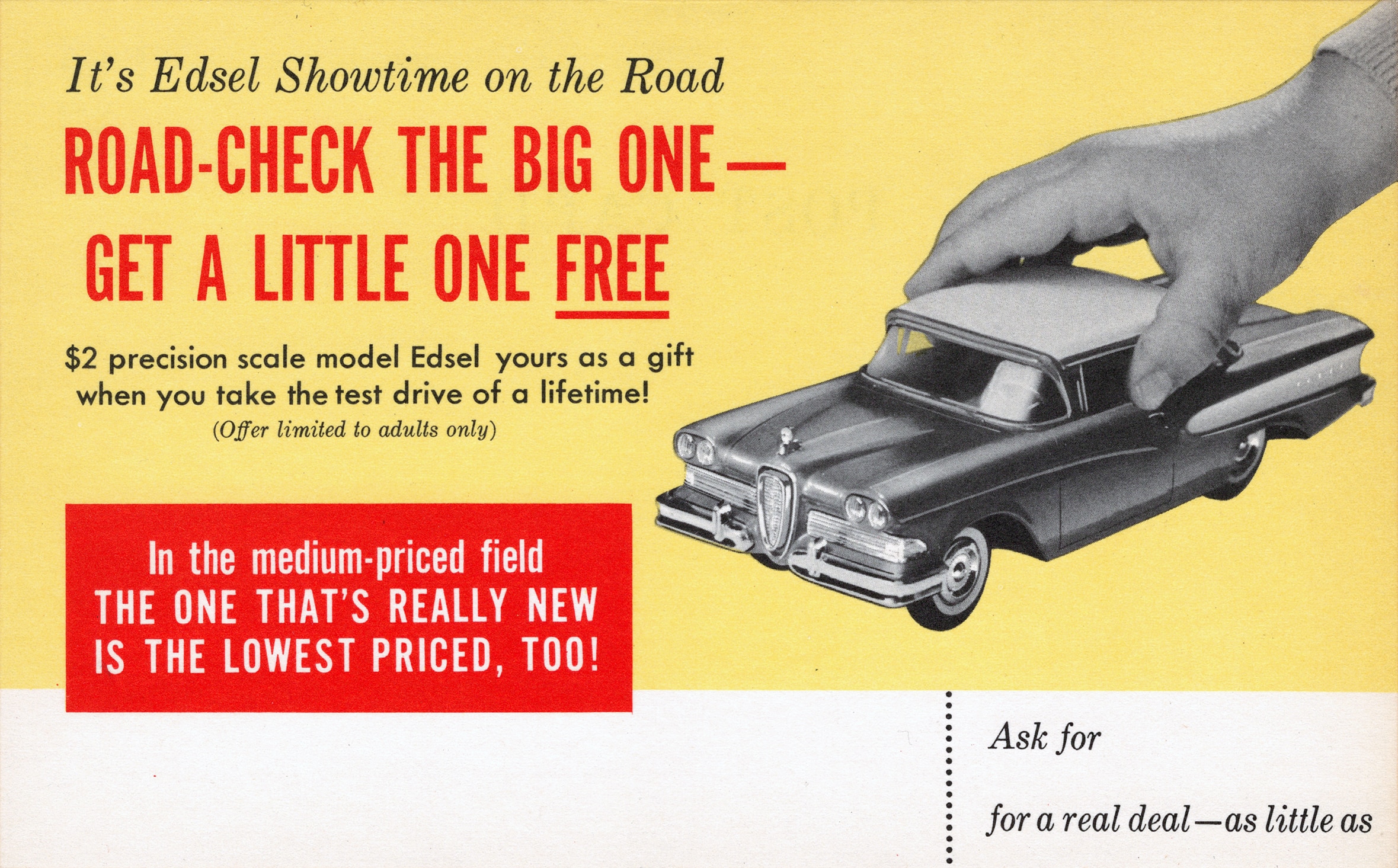 Ford’s Edsel Pacer postcard from 1958.