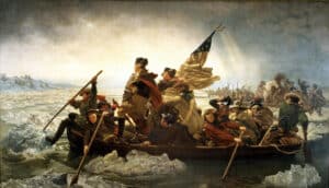 George Washington’s crossing of the Delaware River, which occurred on the night of December 25-26, 1776, during the American Revolutionary War, was the first move in a complex and surprise military maneuver organized by George Washington, the commander-in-chief of the Continental Army, which culminated in their attack on Hessian forces garrisoned at Trenton.