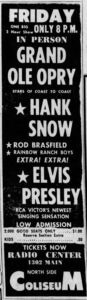 Elvis and Hank Snow Grand Ole Opry promotional flyer.