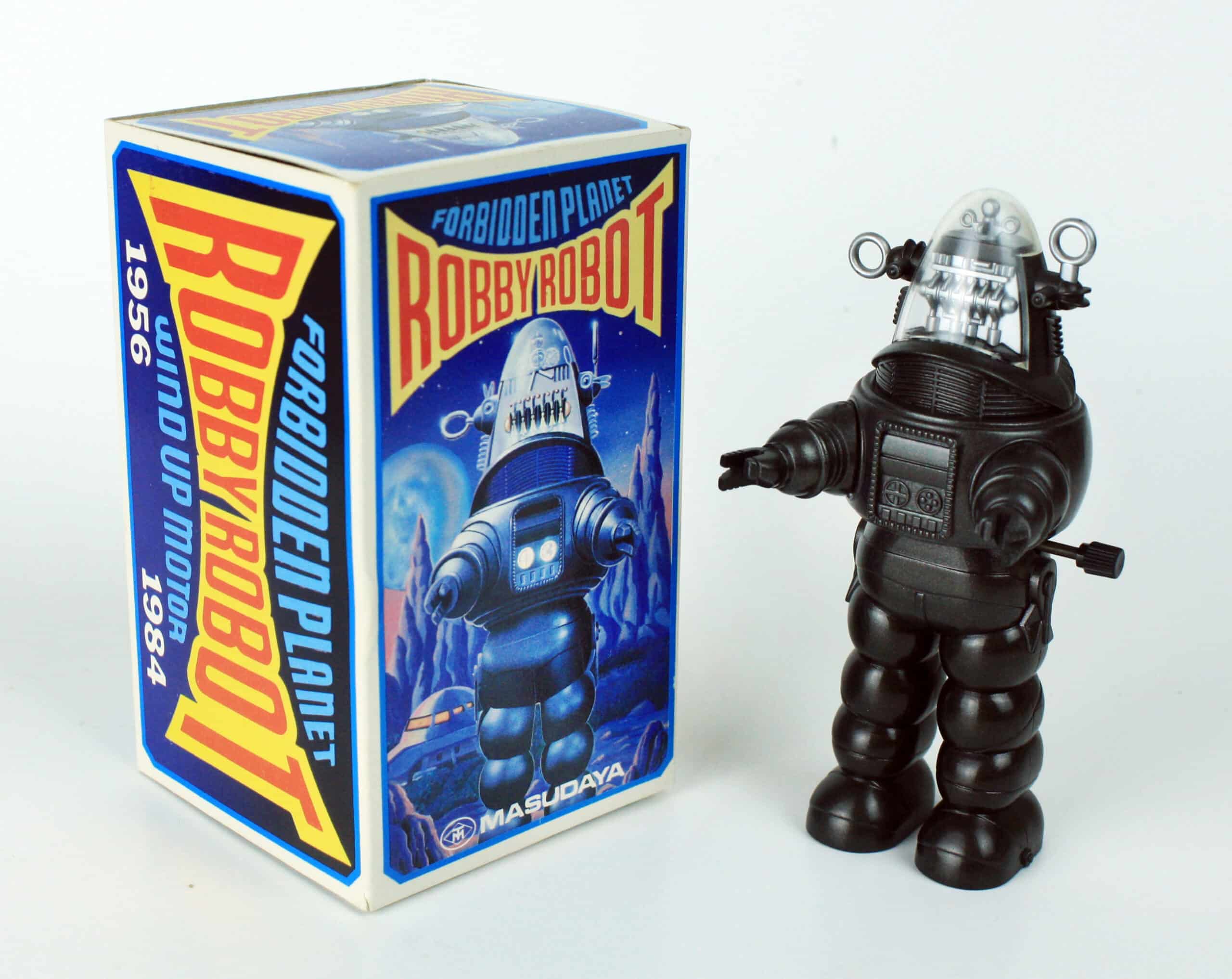 Robby the Robot windup from the movie Forbidden Planet and its killer box.