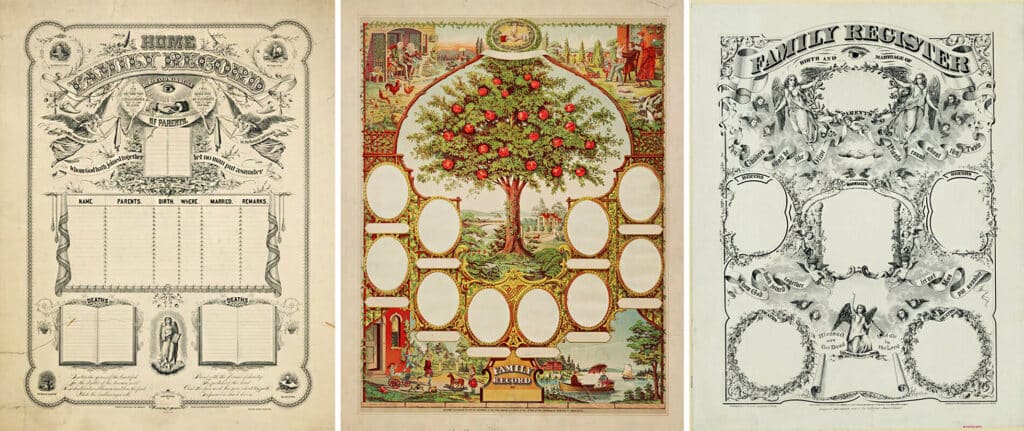 Examples of Family Registers from Antique Bibles