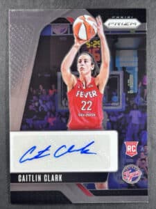 Caitlin Clarkﾒs Panini Rookie card sold for $366,000 in March 2025 at Goldin Auction.